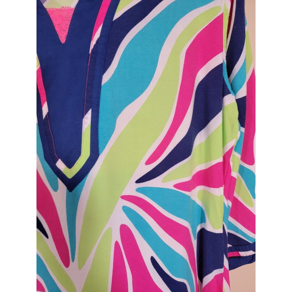 Escapada Women's 3/4 Sleeves Swim Cover Up V Neck Multicolor Size Medium Vacay - Picture 6 of 7